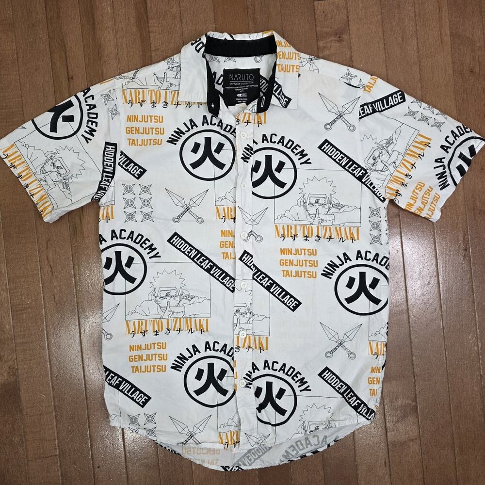 Naruto Shippuden Collection Men's Button Up Shirt Size Small Graphic Anime Y2K
